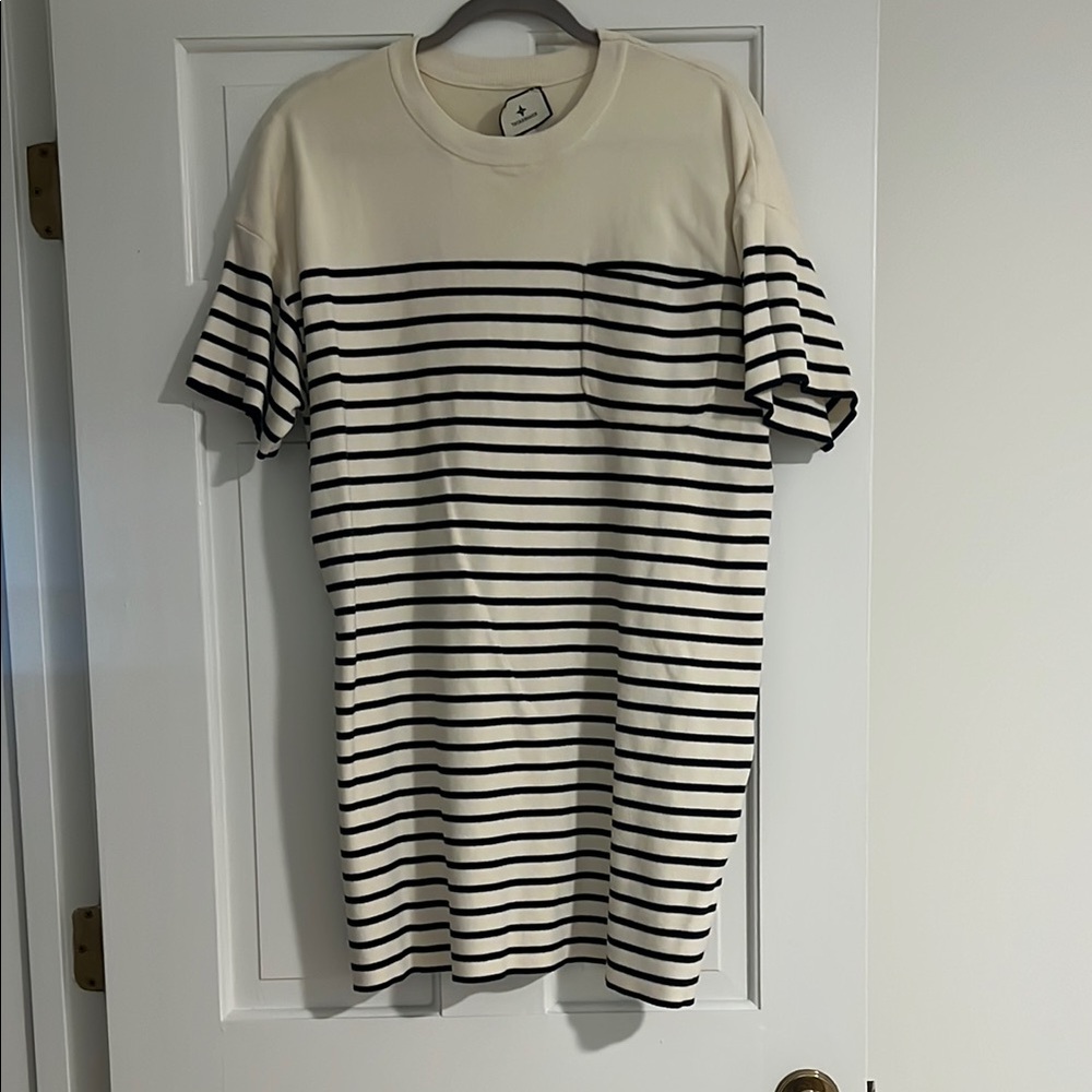 Tuckernuck Navy and Cream Striped Shirt Dress